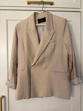 Deluc Double-Breasted Blazer in Light Taupe